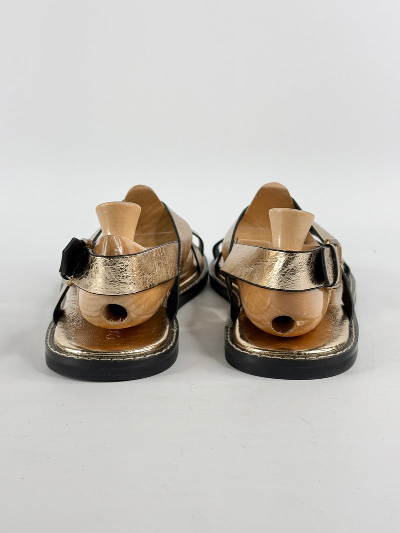 Commonry Gold Leather 'Deva' Sandals - EU42