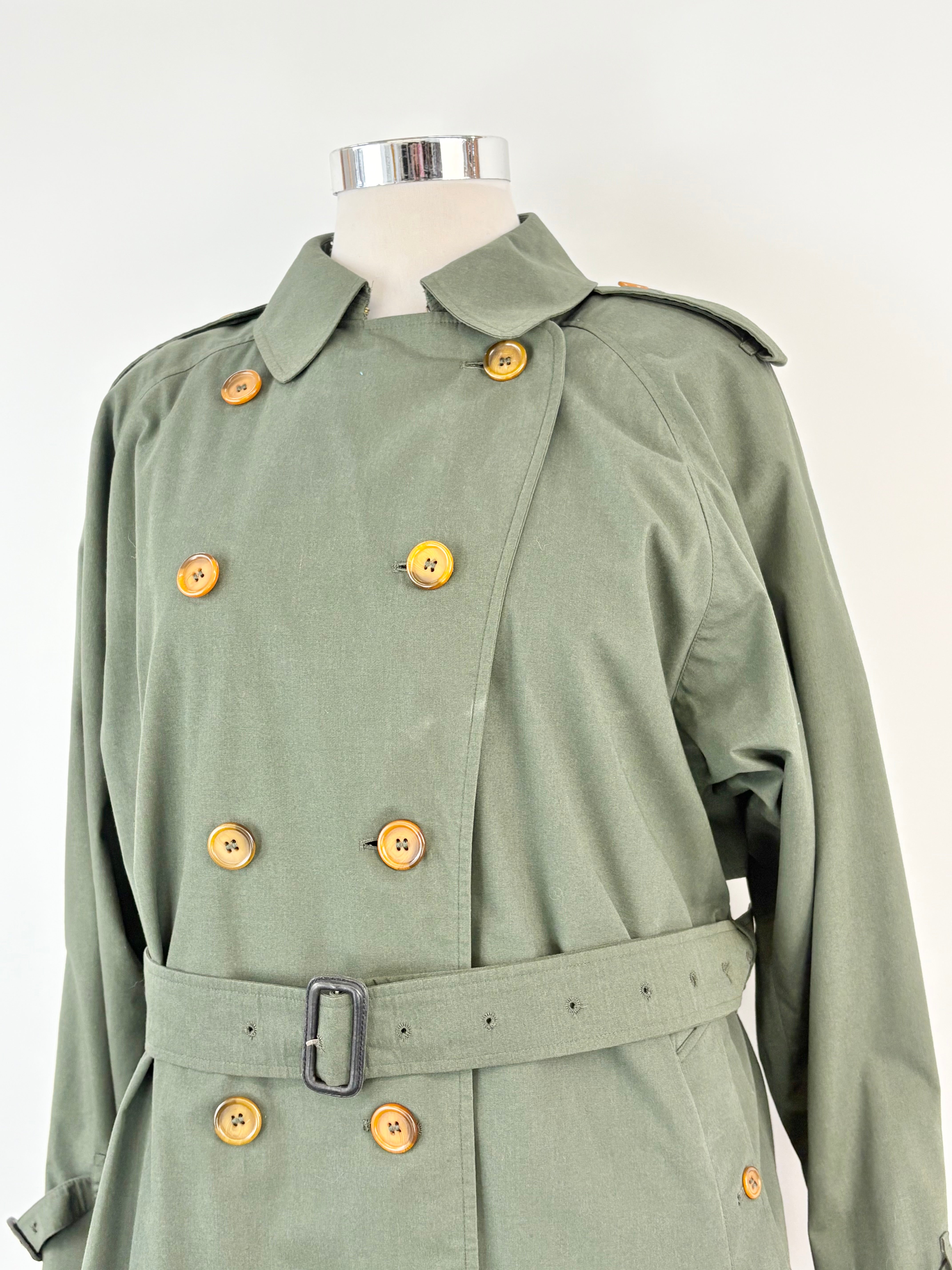 Burberrys of London Vintage 90s Hunter Green Trench Coat  - AU18