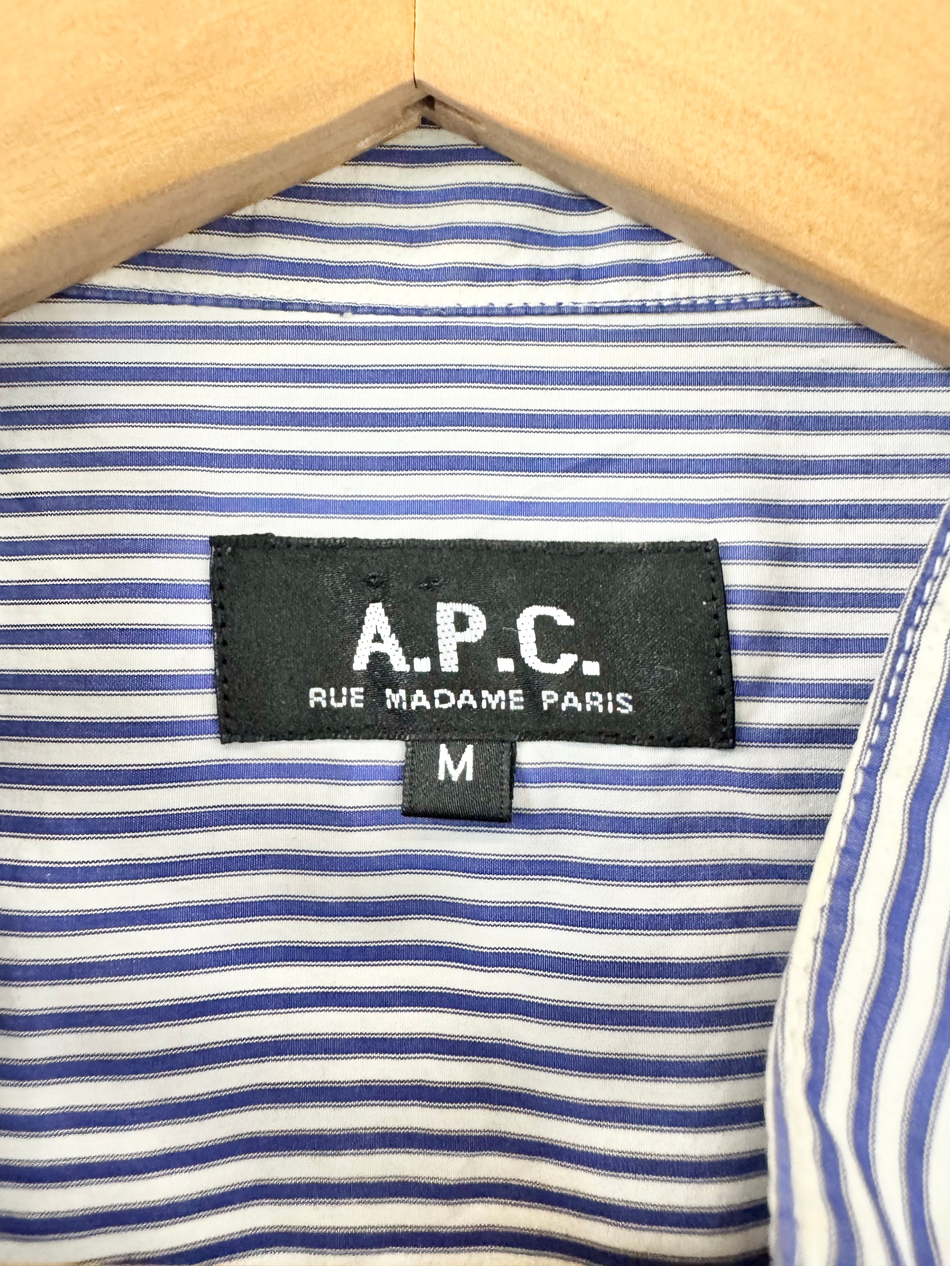 APC Blue & White Striped Mini Shirt Dress - AU10