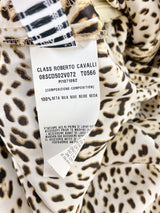 Class Roberto Cavalli Cross Back Leopard Print Silk Midi Dress - AU8/10