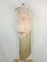Messagerie Peach & Gold Fringed Midi Dress - AU12