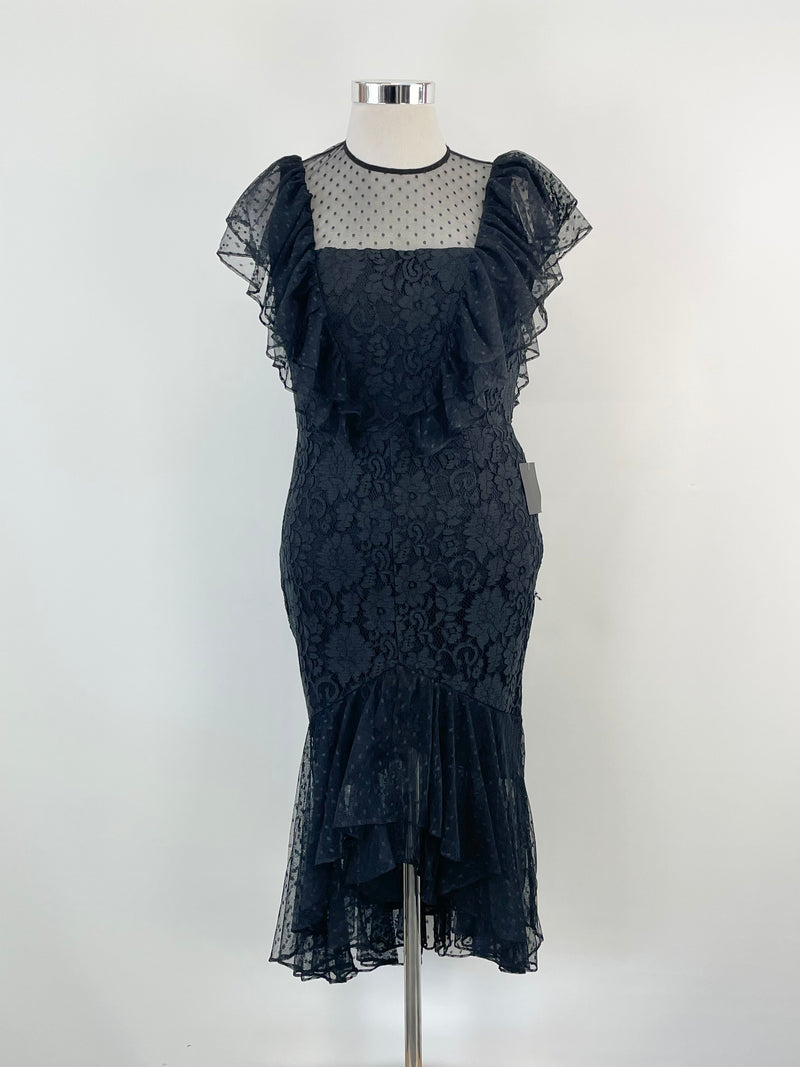 Cooper St Black 'Rosie' Lace Ruffle Dress - AU12