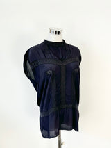 Scanlan Theodore Navy Blue Lace Top - AU8