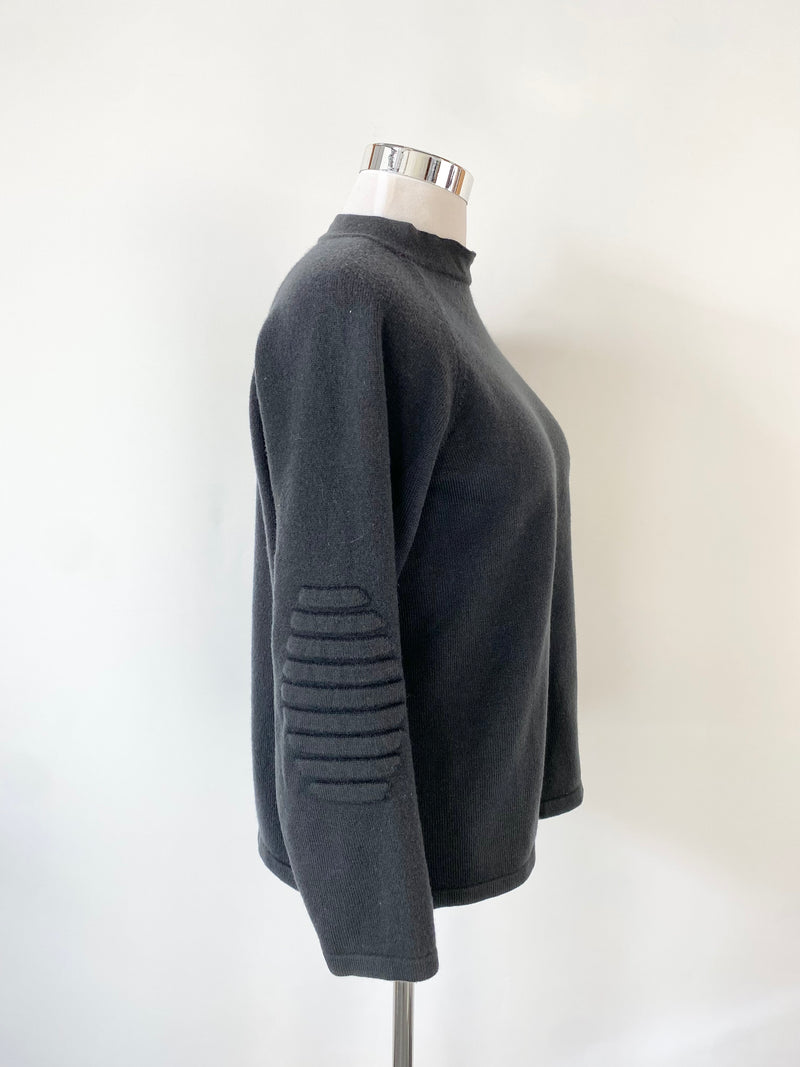 Giorgio Armani Slate Grey Rib Sleeve Sweater - L