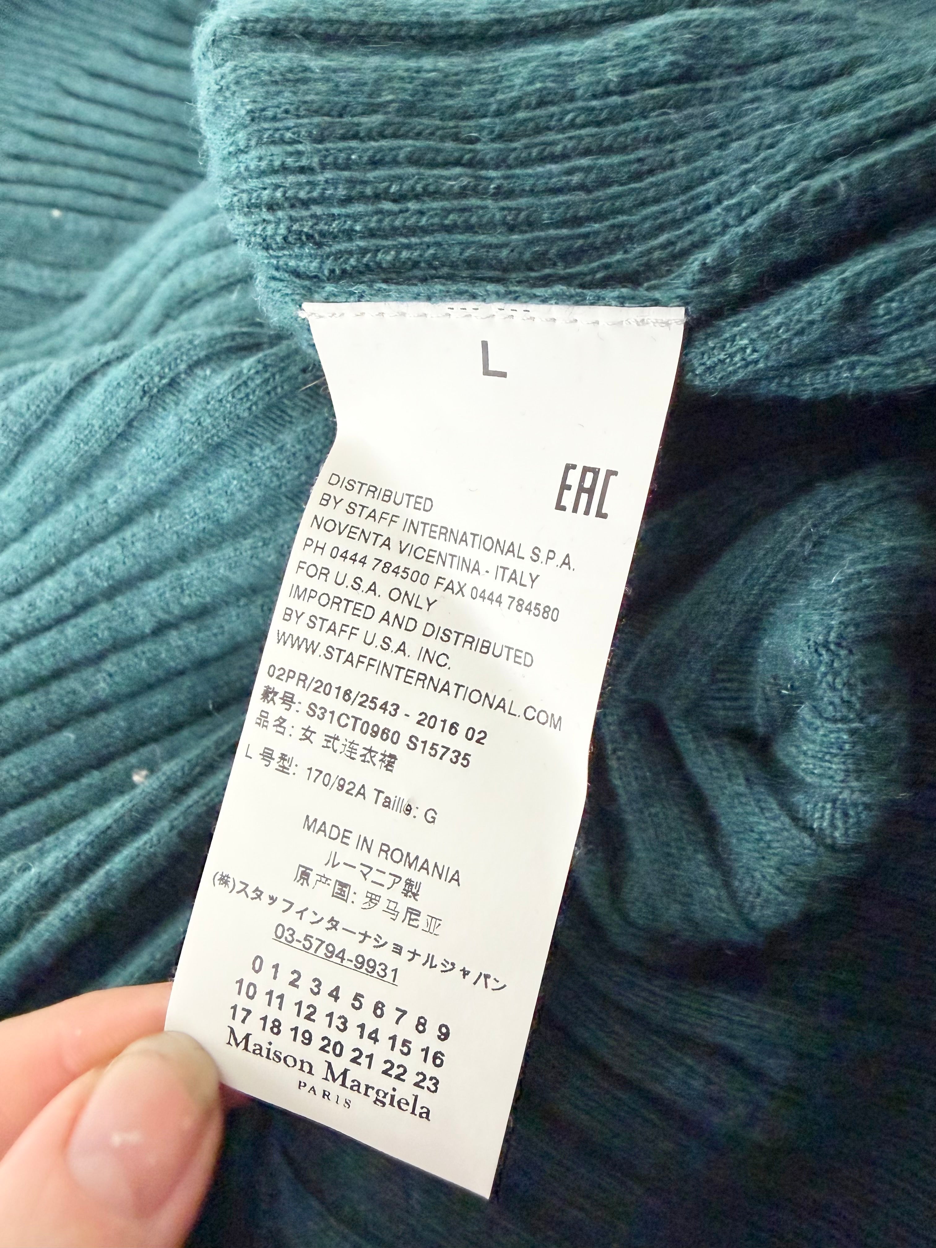 MM6 Maison Margiela Petrol Green Rib Knit Column Dress - AU10/12