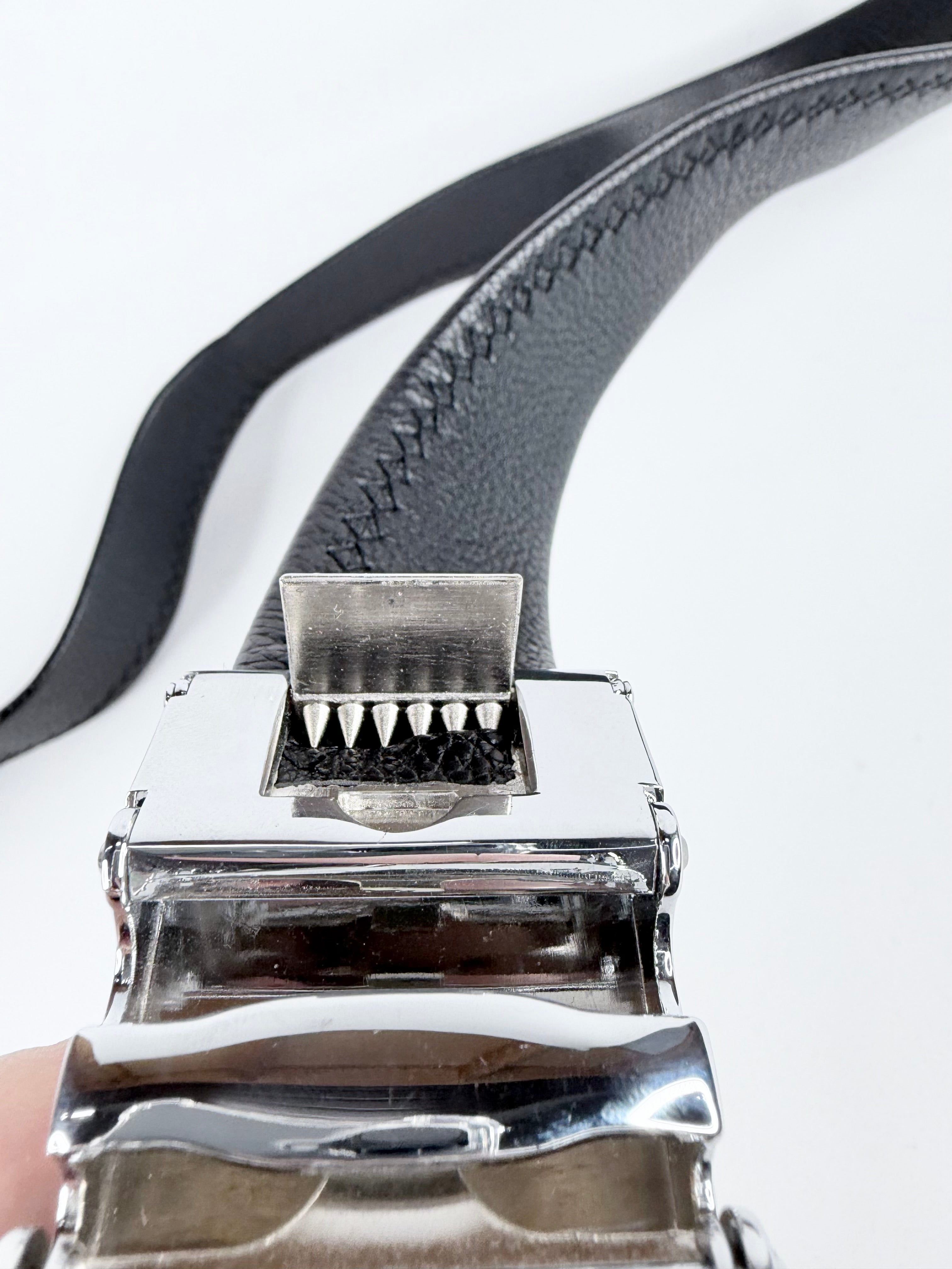 Montblanc Black Grained Black Leather Belt