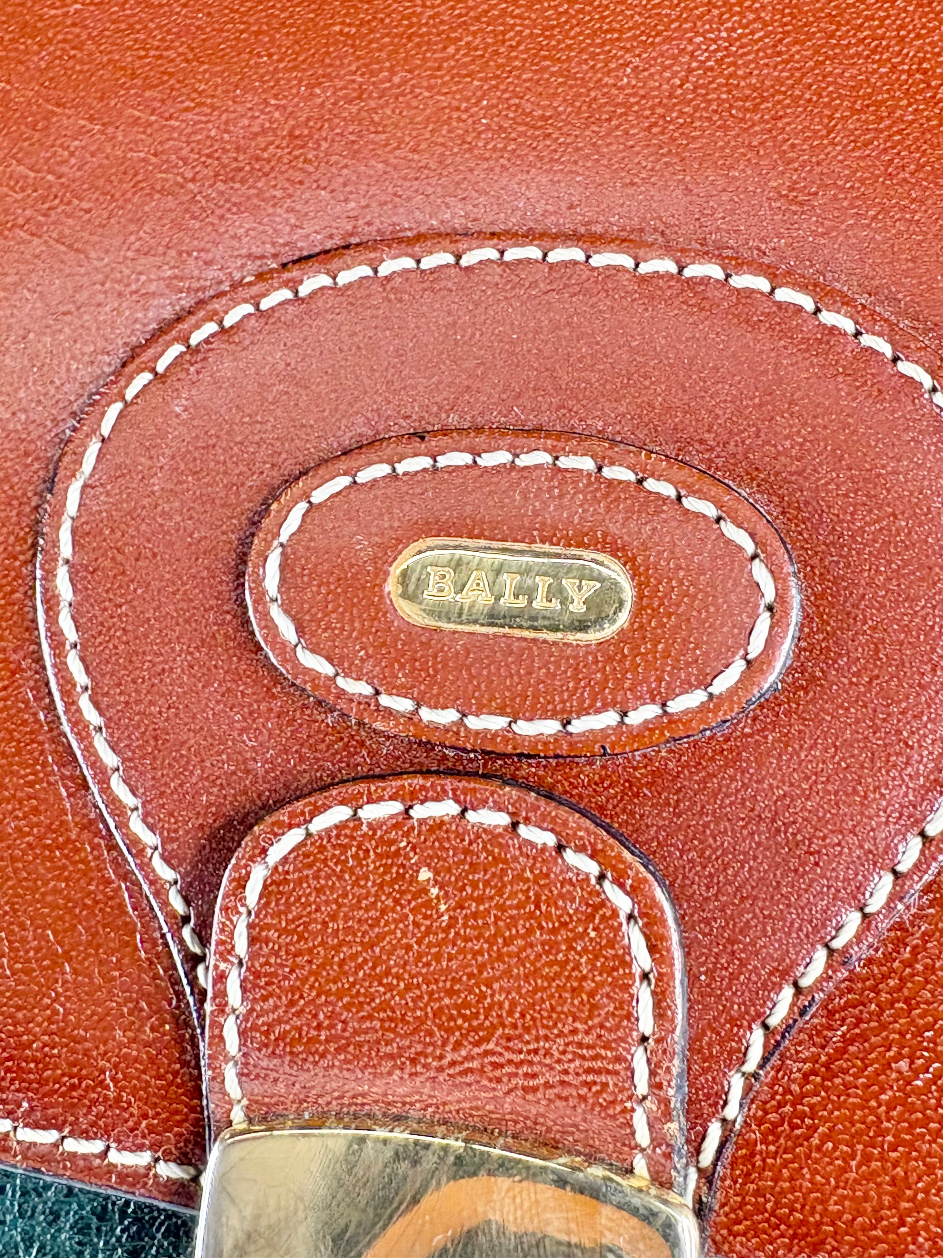 Bally Two-Tone Green & Mahogany Leather Shoulder Bag