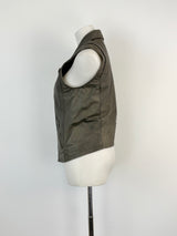 Maje Charcoal 'Etrille' Sleeveless Leather Jacket - AU10