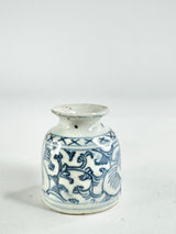 Antique Blue & White Orchid Patterned Jarlet