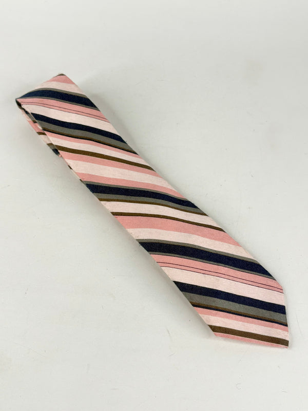 Vintage Givenchy Gentleman Pink & Blue Striped Tie