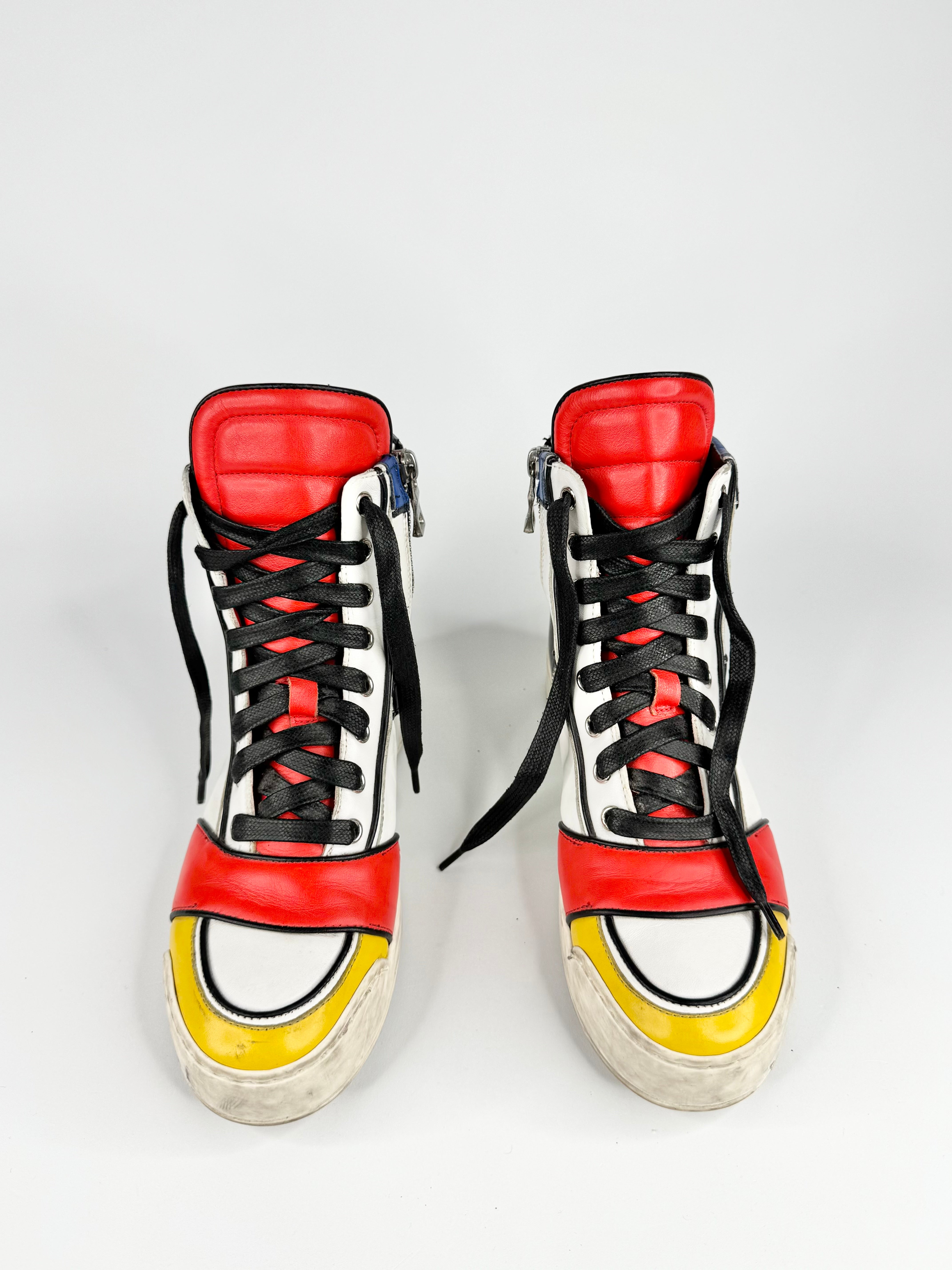 Balmain 2010 era High Top Statement Leather Sneakers - EU36