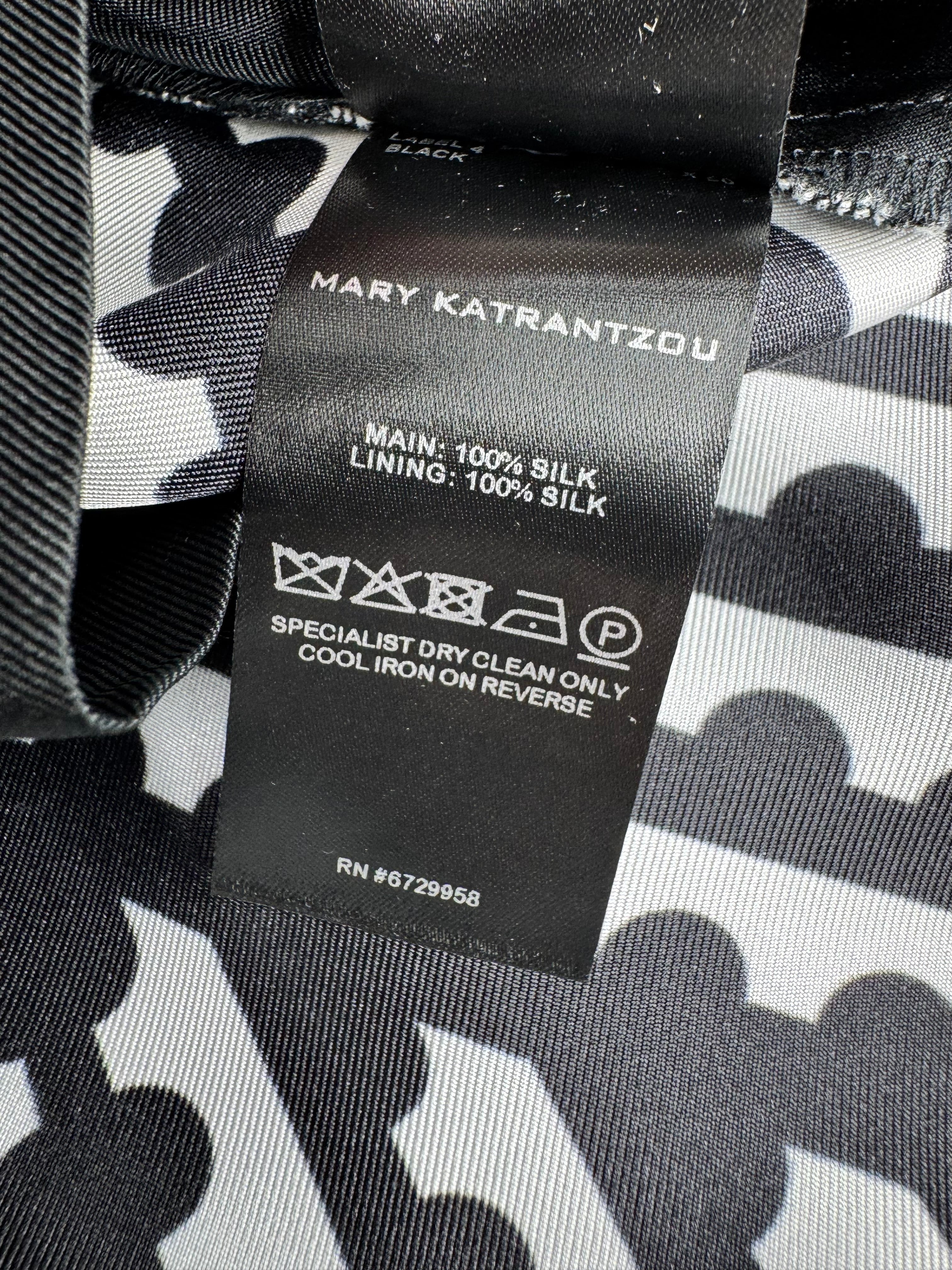 Mary Katrantzou Black & White Graphic Print Silk Wide Leg Trousers - AU12/14