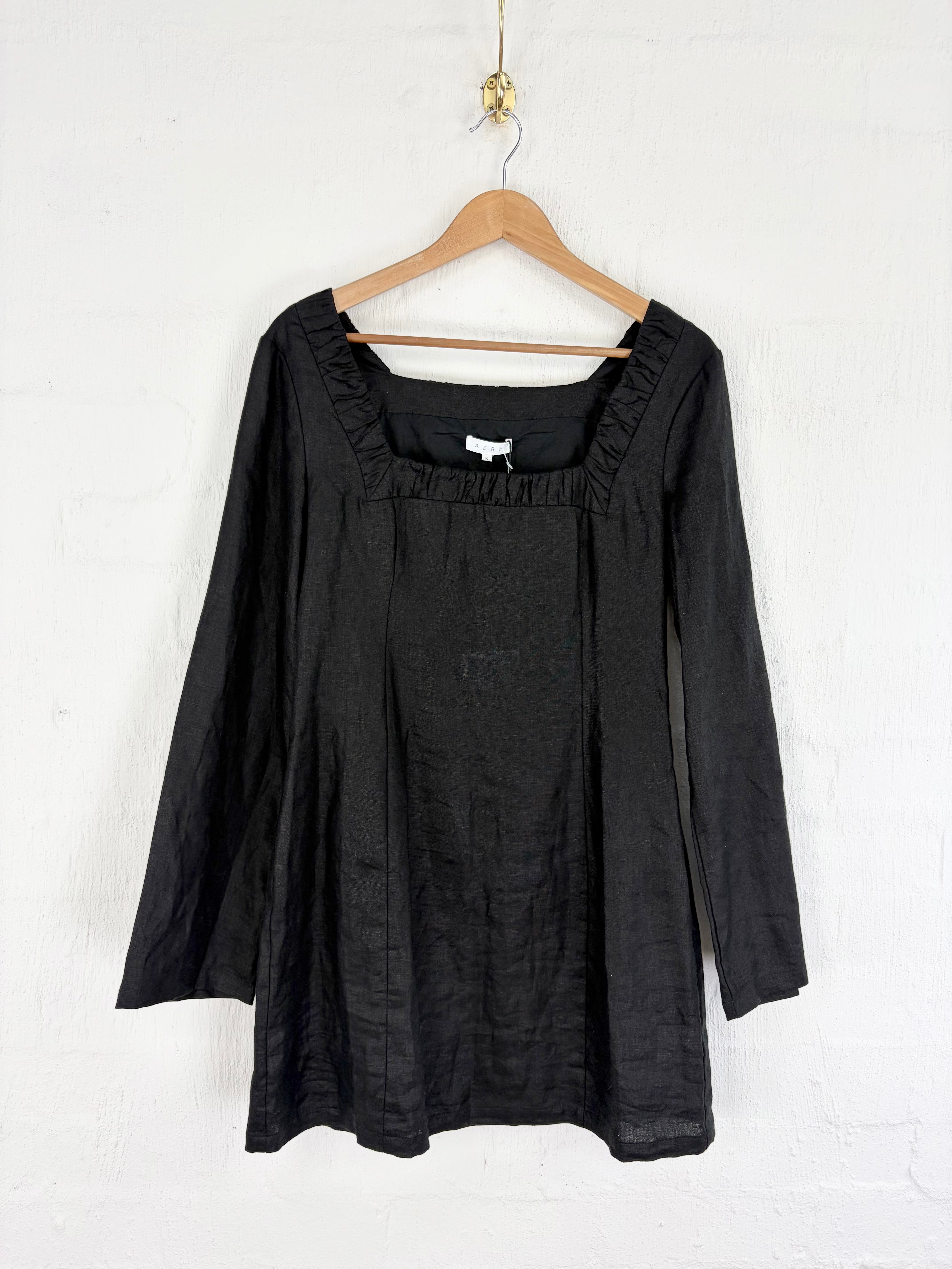 Aere Black Long Sleeve Mini Dress NWT - AU10