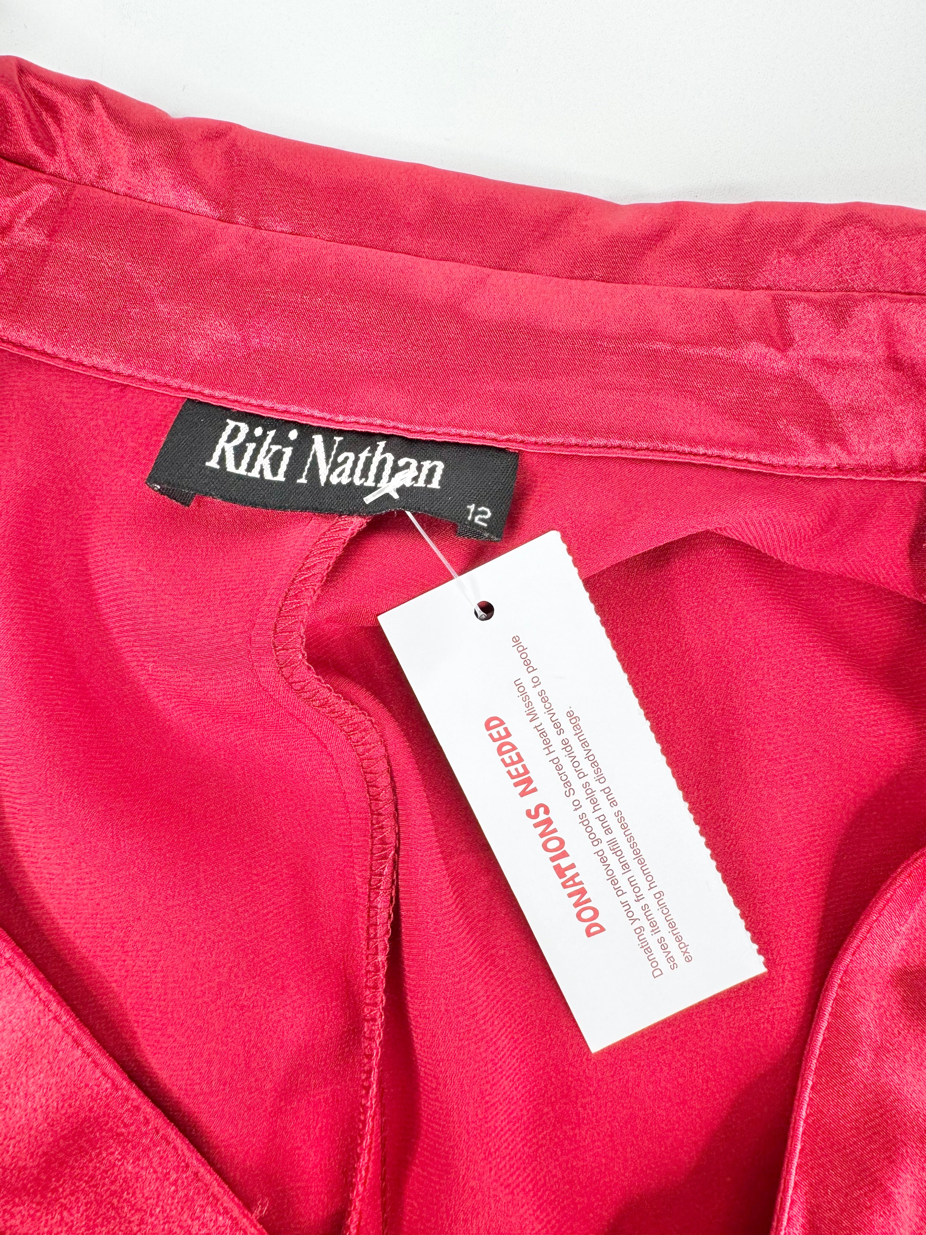 VINTAGE RIKI NATHAN RED SATIN TOP - AU12