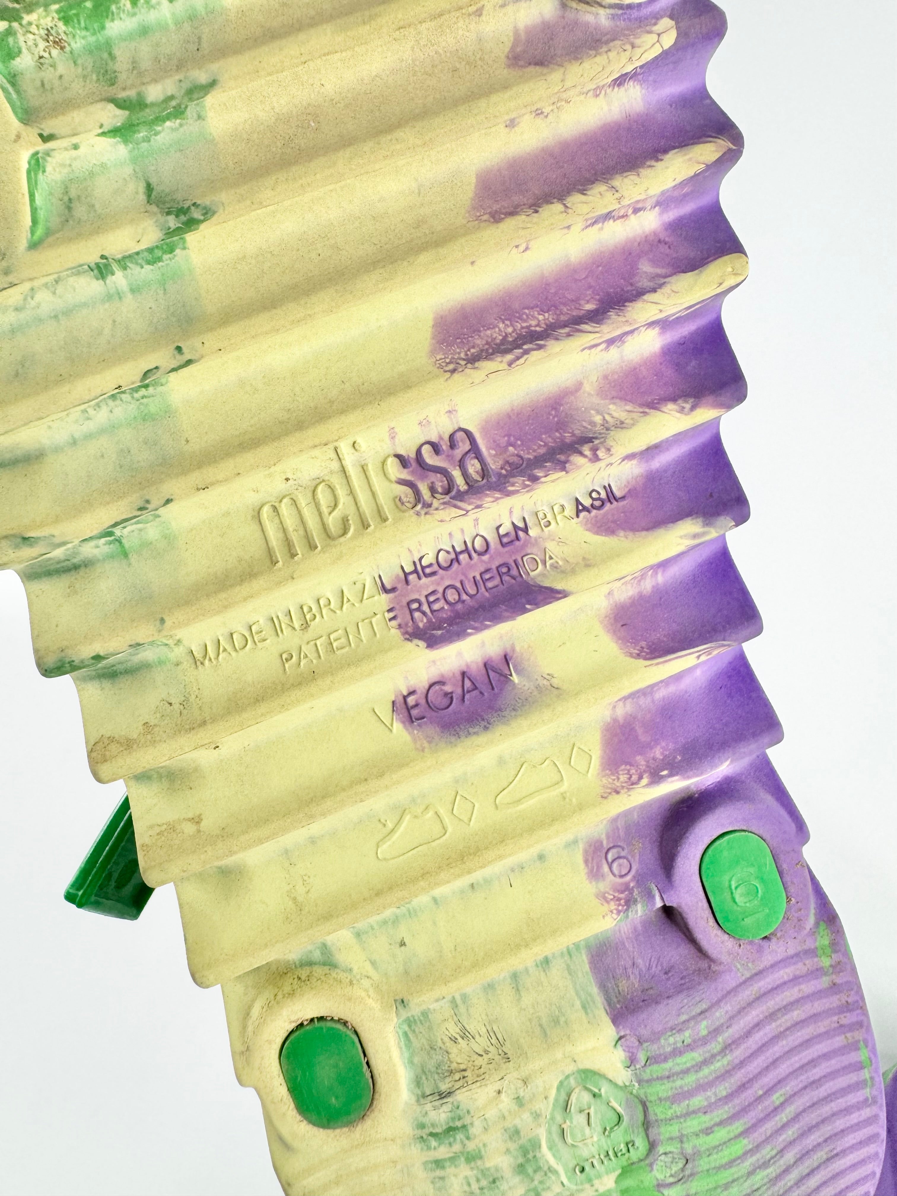 Melissa Flowing Papete Green Purple & Yellow Platform Sandals - EU36