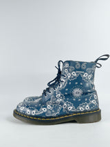 Dr. Martens Blue Leather Pascal 8-Eye Paisley Boots - EU43