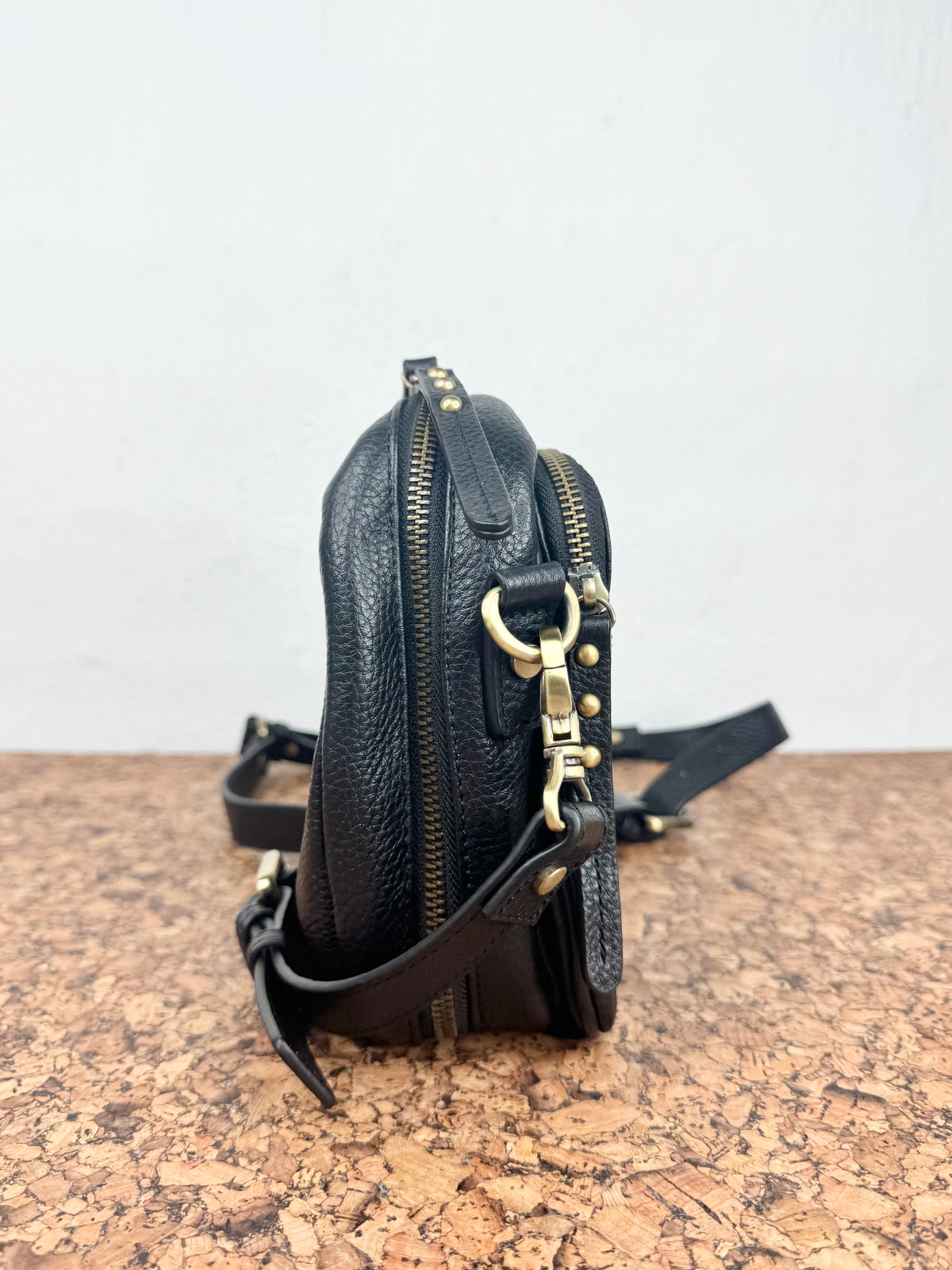 Status Anxiety Black Pebbled Leather Mini Cross Body Pouch