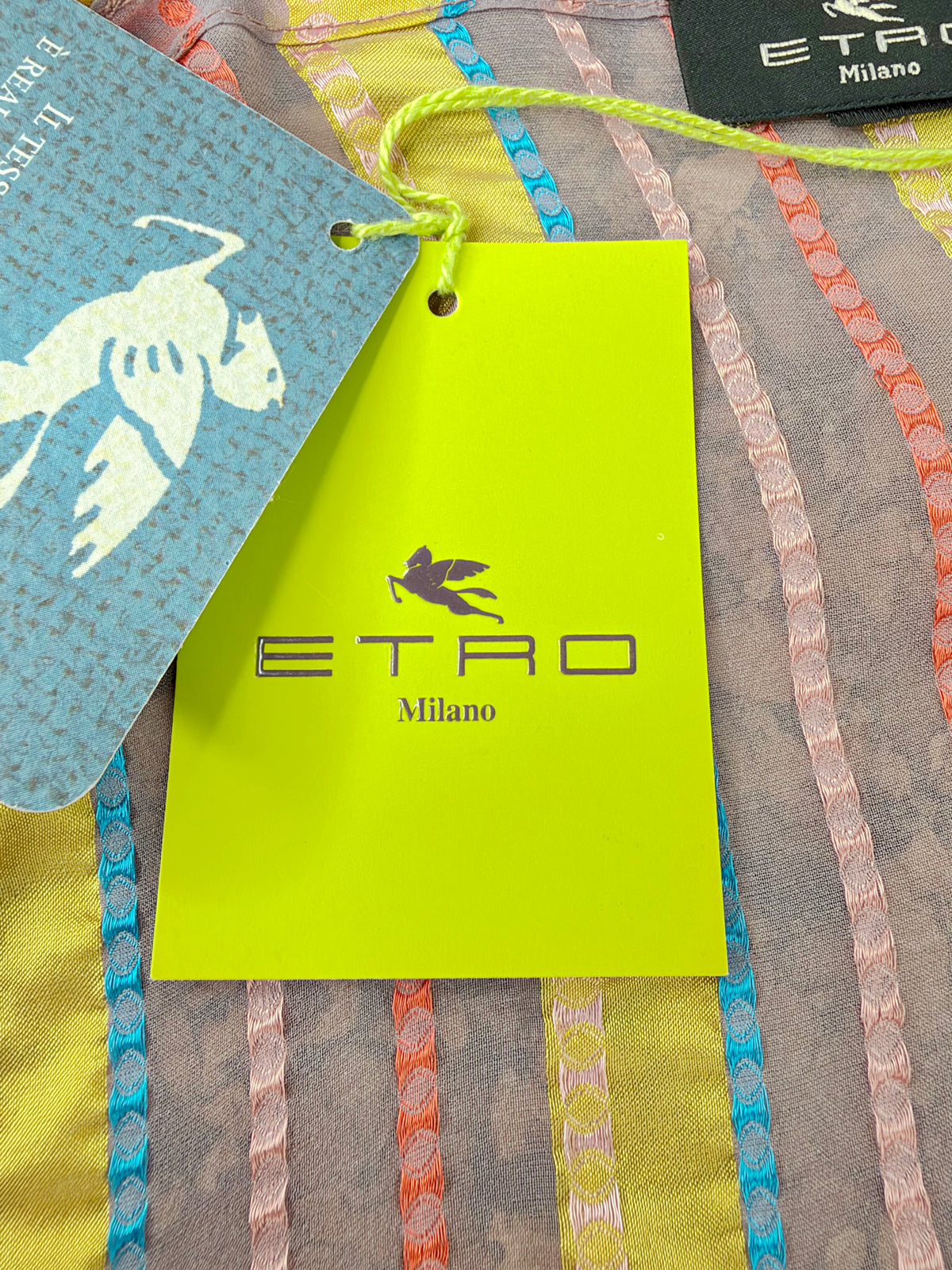 Etro Milano Sheer Pink, Gold, & Orange Silk Blouse NWT - AU16