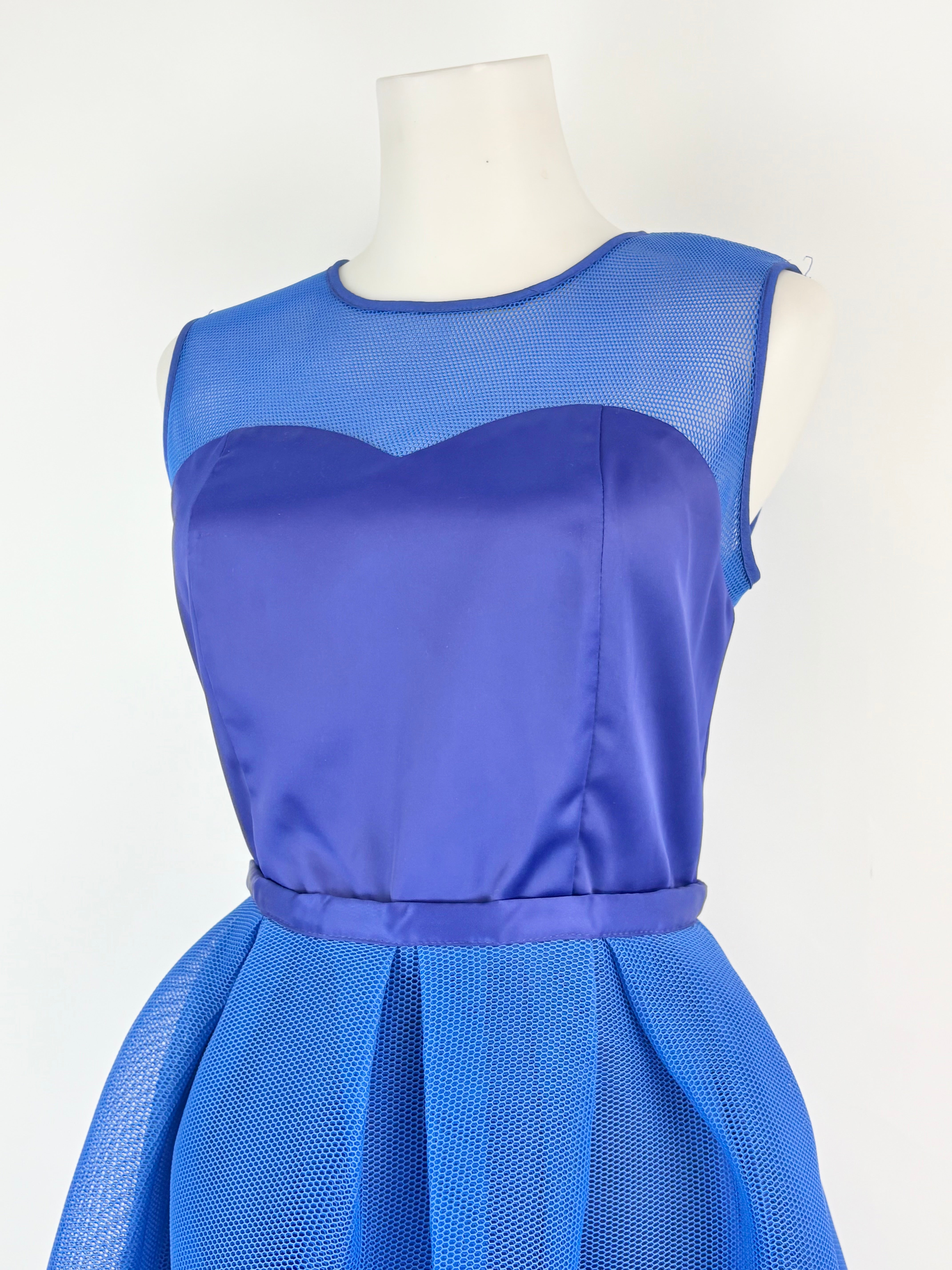 Bronx & Banco Cobalt Mesh & Satin Dress - AU10