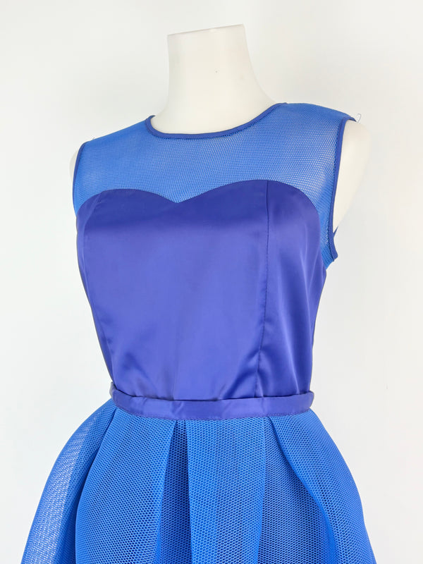 Bronx & Banco Cobalt Mesh & Satin Dress - AU10