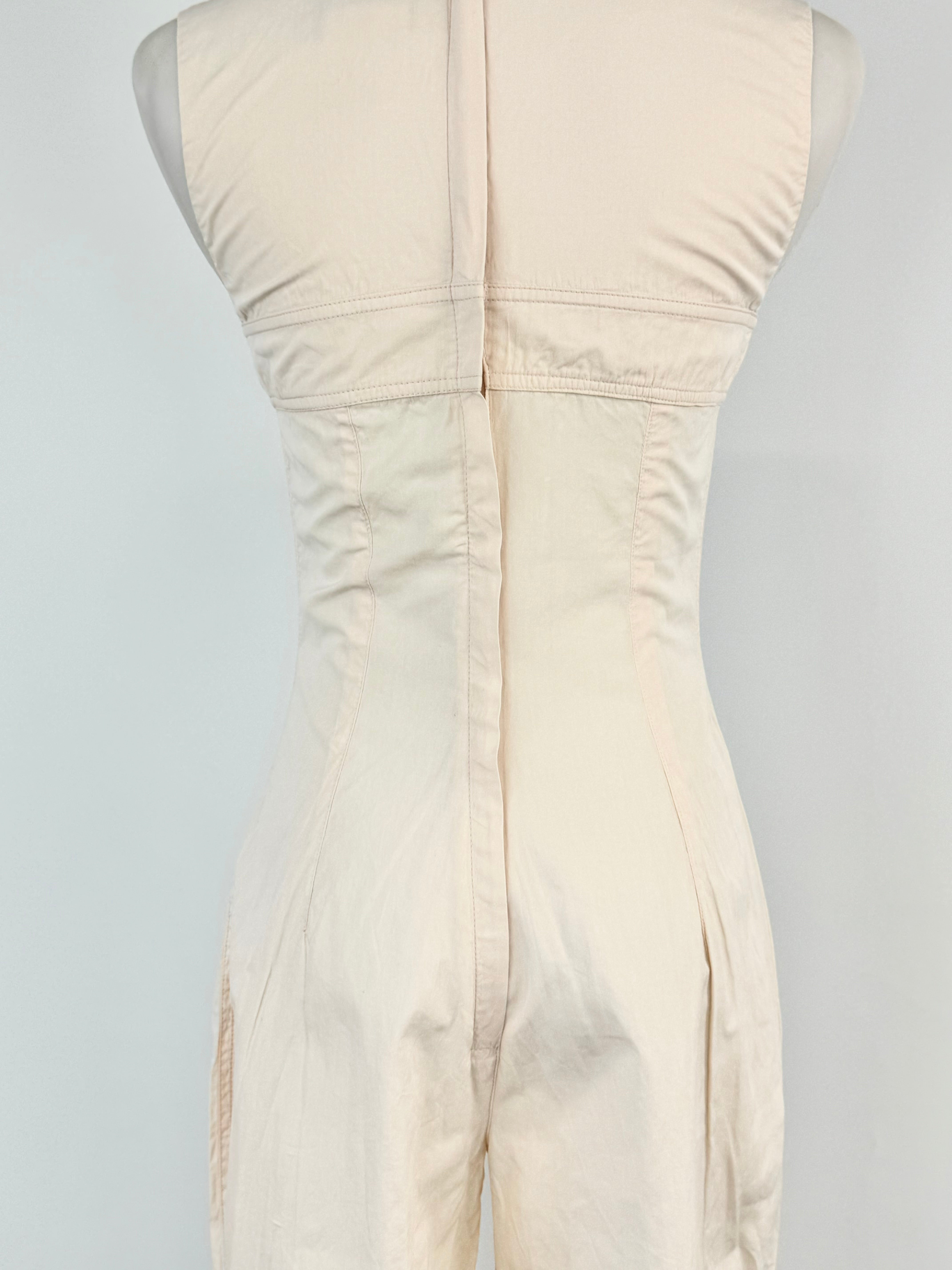 Vintage 2002 Chanel Apricot Pastel Sleeveless Cotton & Silk Jumpsuit - AU6/8