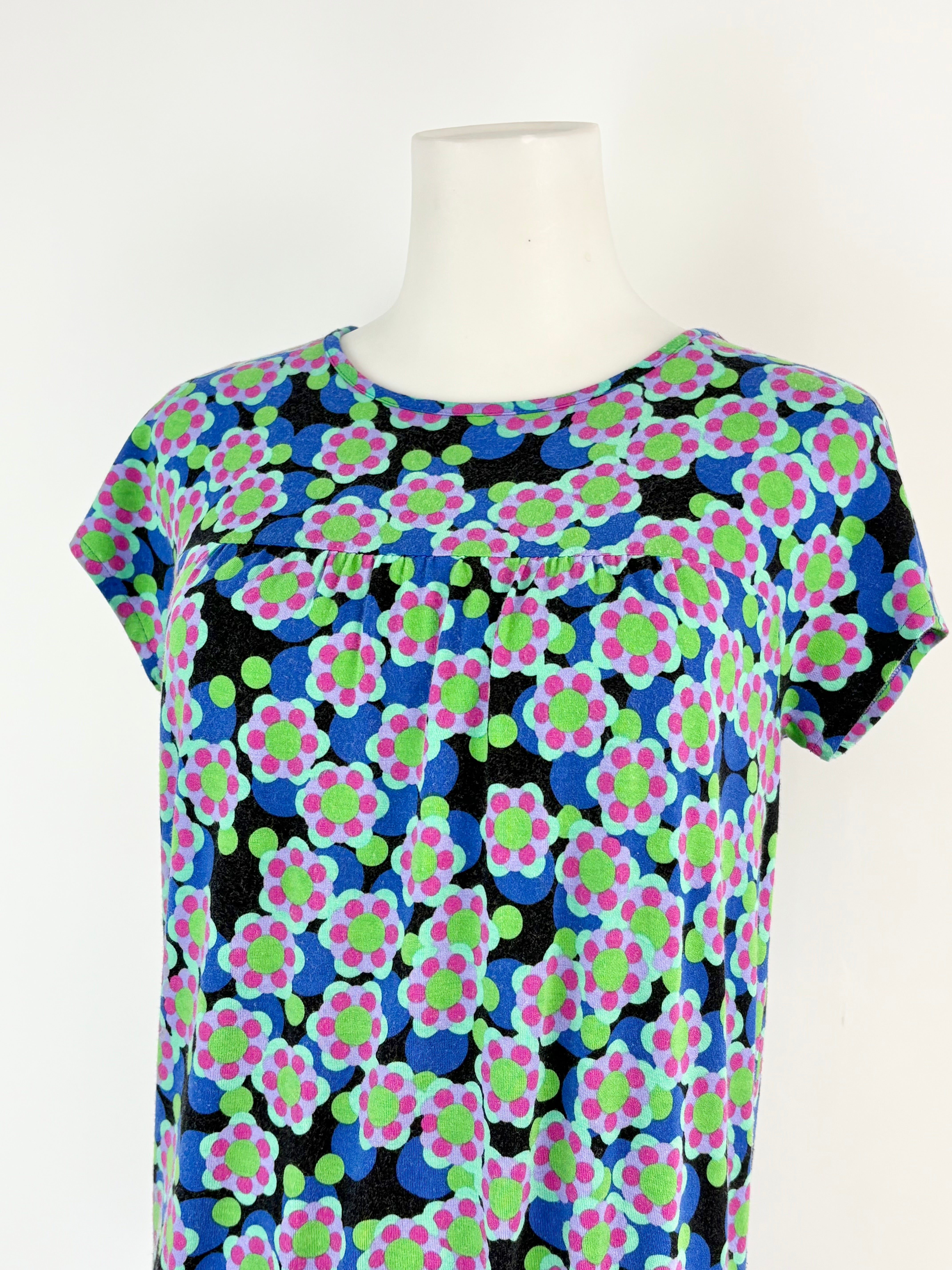 Agnès B. Blue & Turquoise Floral Short-Sleeve Top - AU8