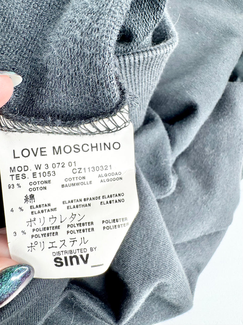 Love Moschino Black Puff Sleeve Black Zippered Hoodie - AU10