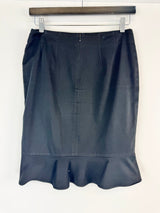 Carla Zampatti Black Ruffle Hem Pencil Skirt - AU6