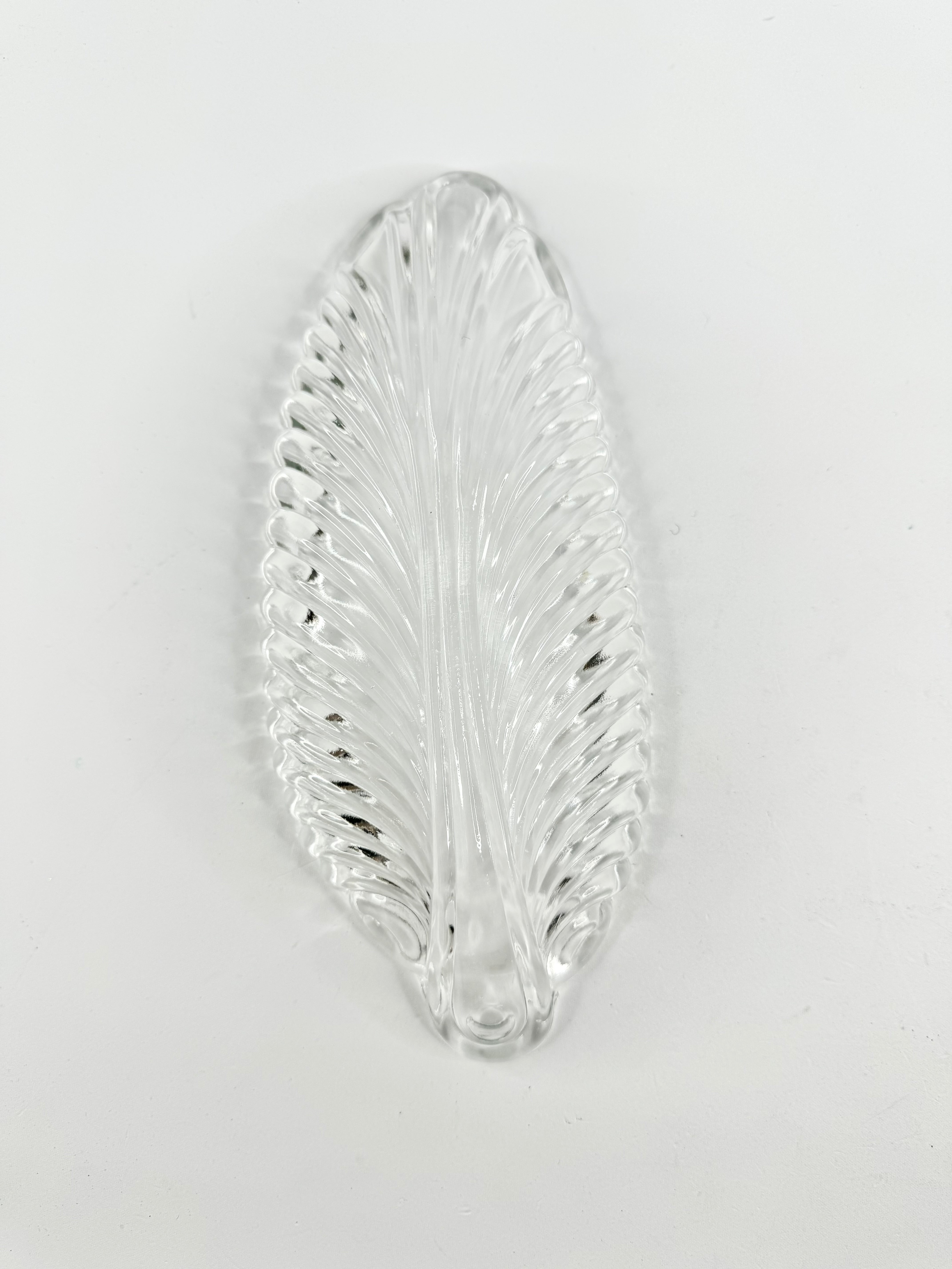 Vintage Leaf Shaped Glass Dish