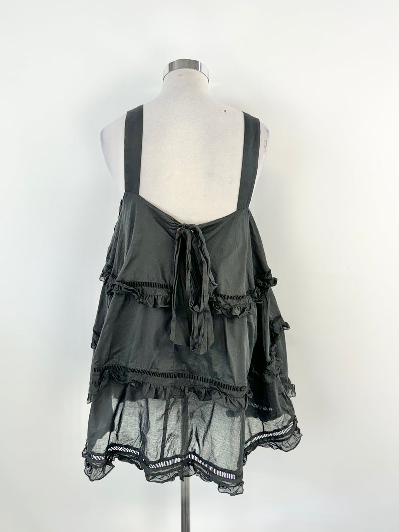 Joslin Black Cotton Tiered Blouse - AU14