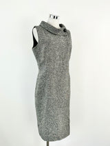 Hobbs Black & White Tweed Midi Dress - AU12