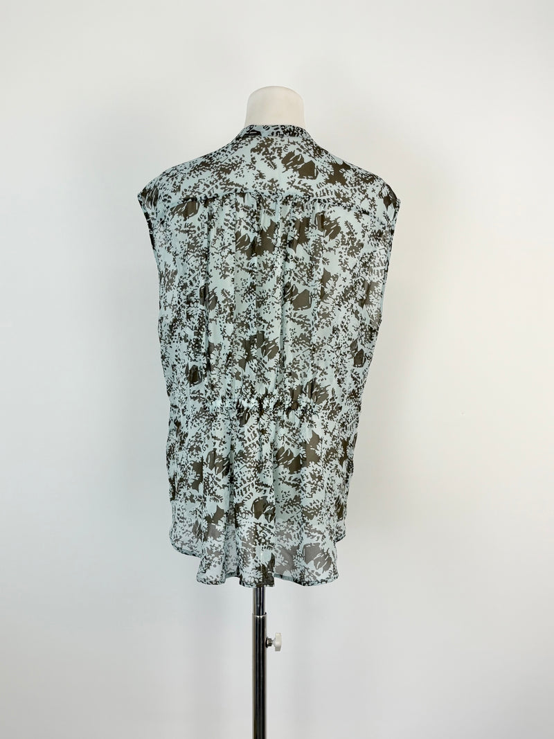 Lee Mathews Sky Blue Sheer Silk Pleated Top - AU10