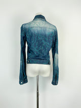 Y2K Versace Jeans Couture Washed Indigo Glittery Denim Jacket - AU8