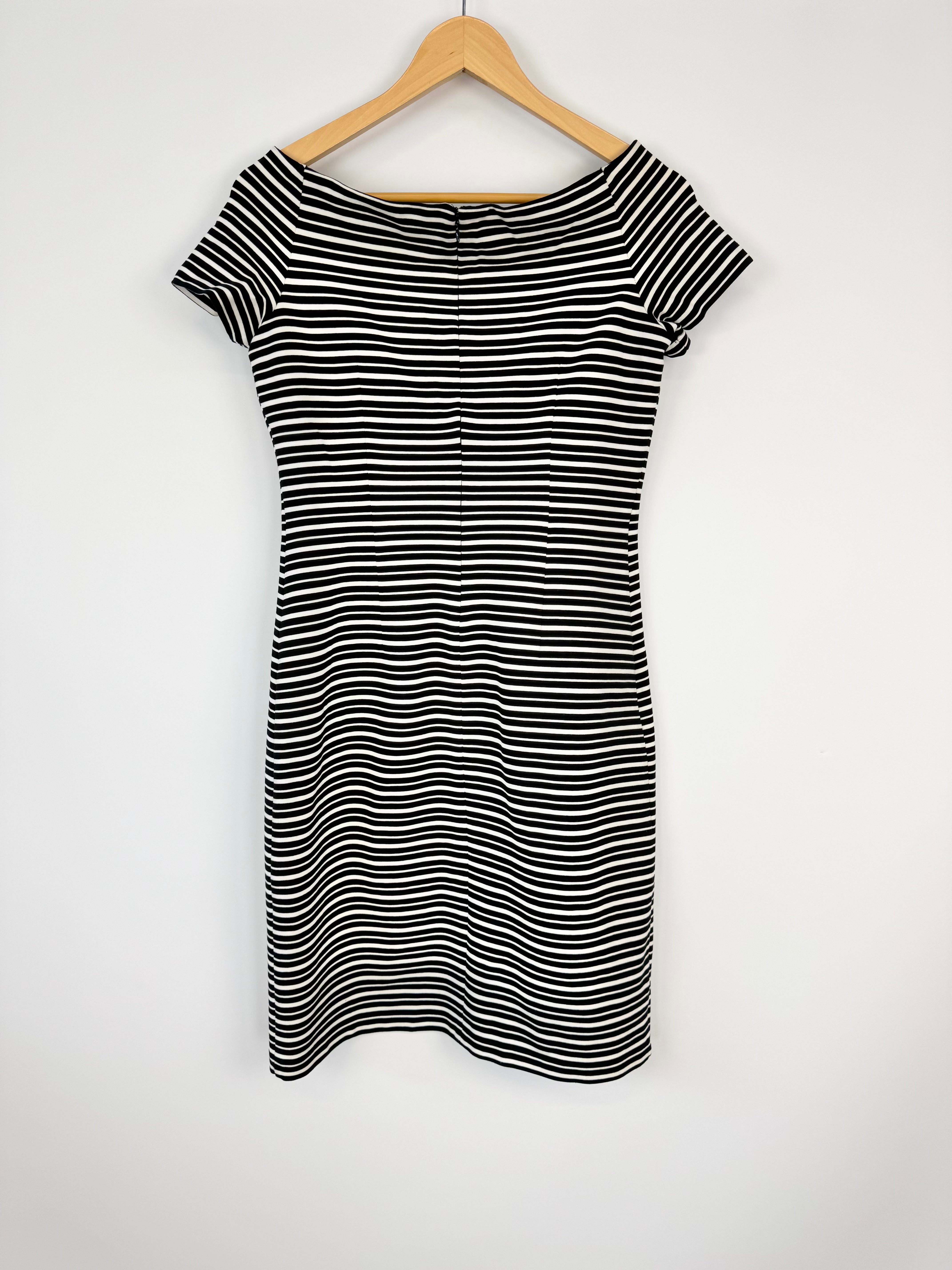 Ann Taylor Off Shoulder Black & White Breton Dress - AU8