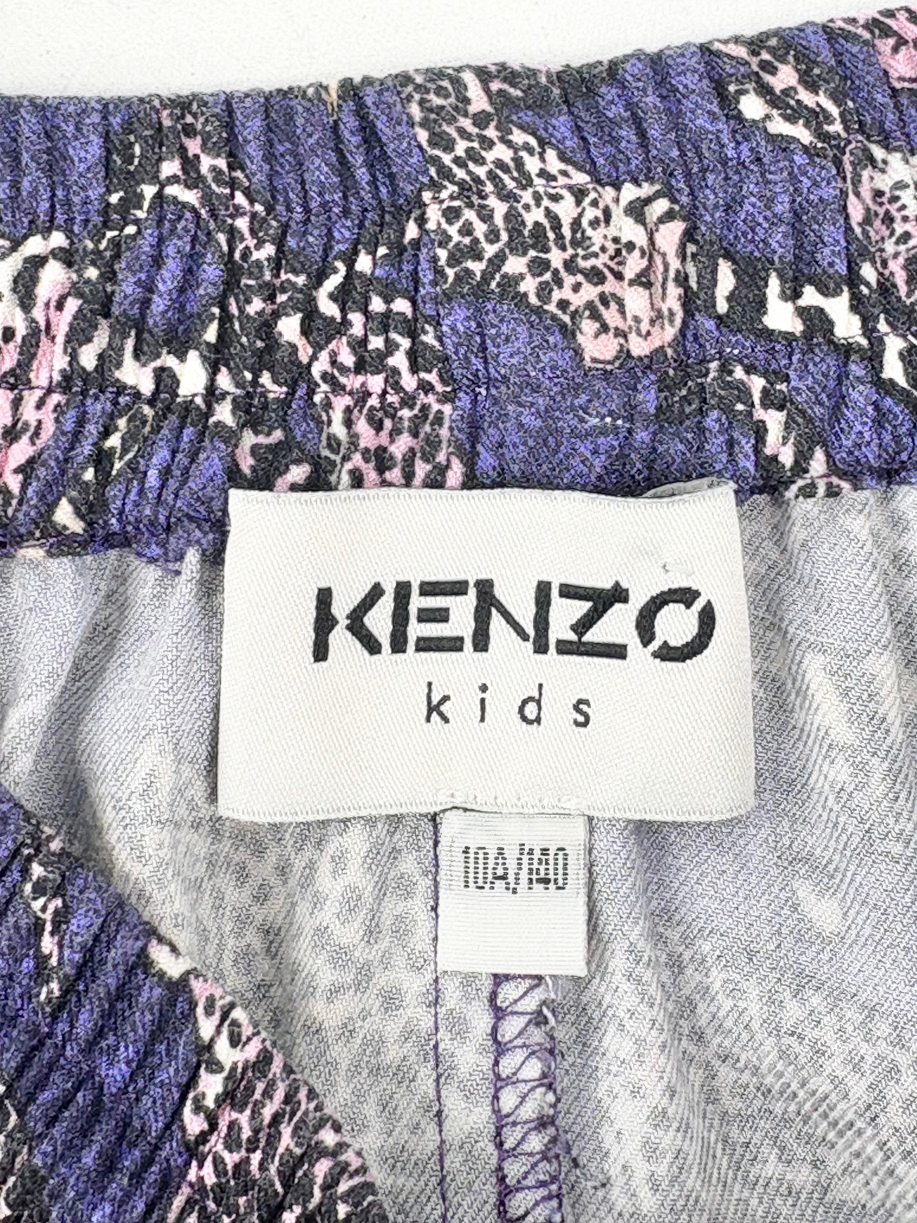 Kenzo Kids Violet & Leopard-Print Skirt - 10