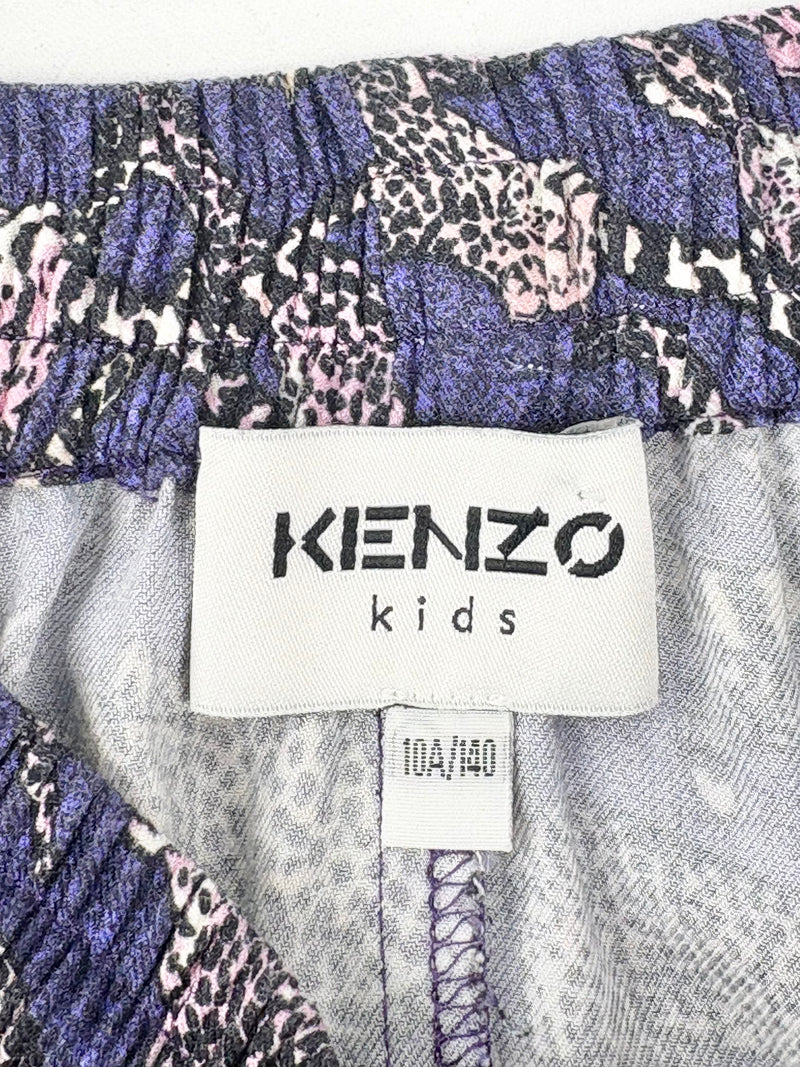 Kenzo Kids Violet & Leopard-Print Skirt - 10