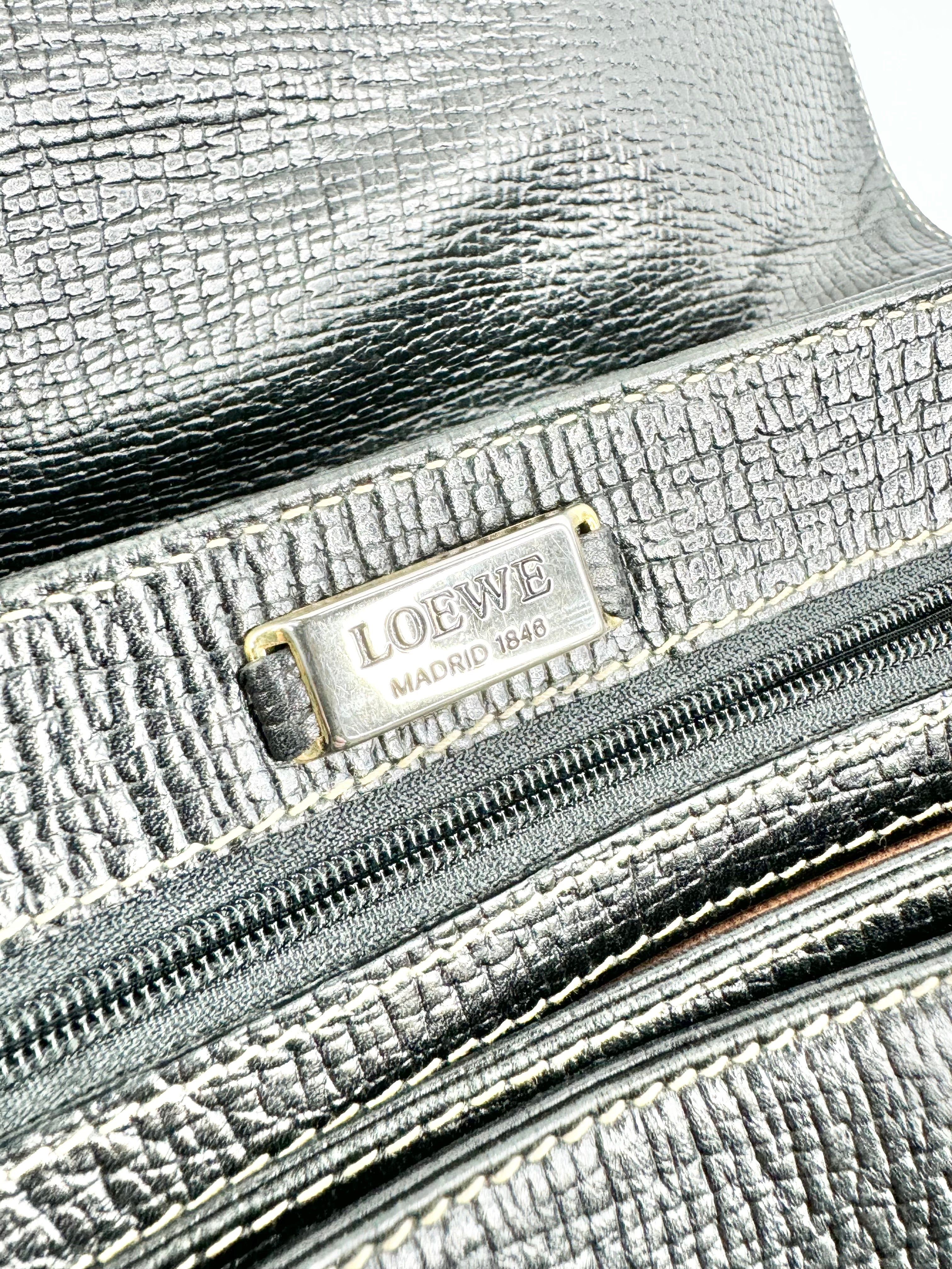 Vintage Loewe Black Leather Shoulder Bag