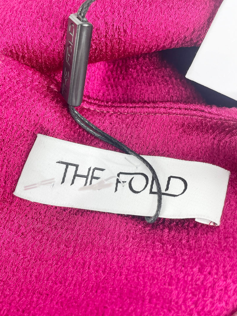 The Fold Textured Satin Pink 'Belmore' Top - AU10/12