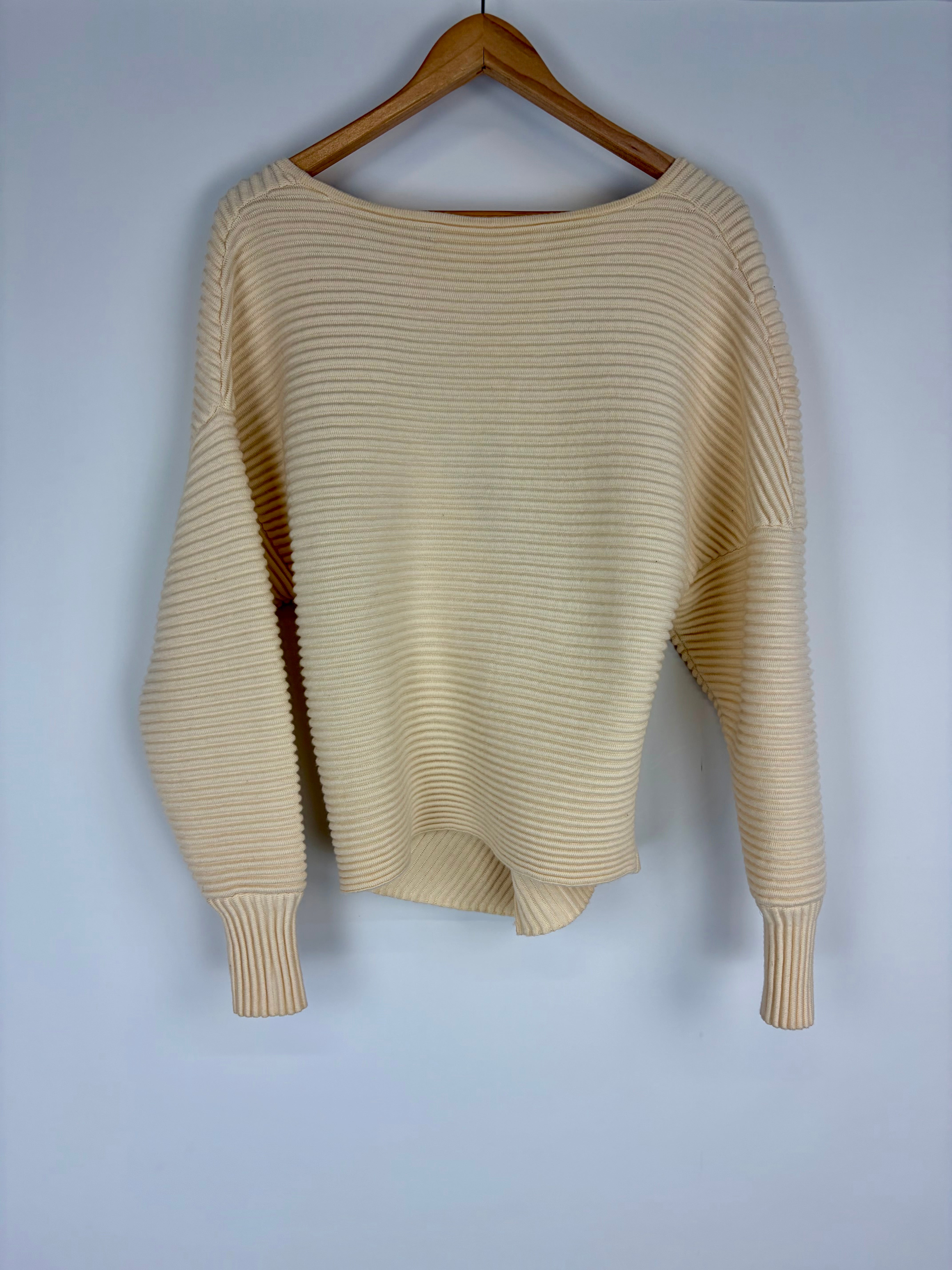 Victoria Beckham Limited Ivory Rib Knit Wool Sweater - AU10/12
