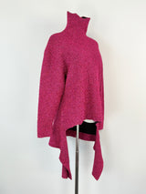 Balenciaga Raspberry Metallic-Glitter Asymmetric Sweater - AU6/8