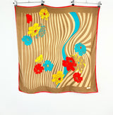 Vintage Baycom Large Floral Patterned Silk Scarf