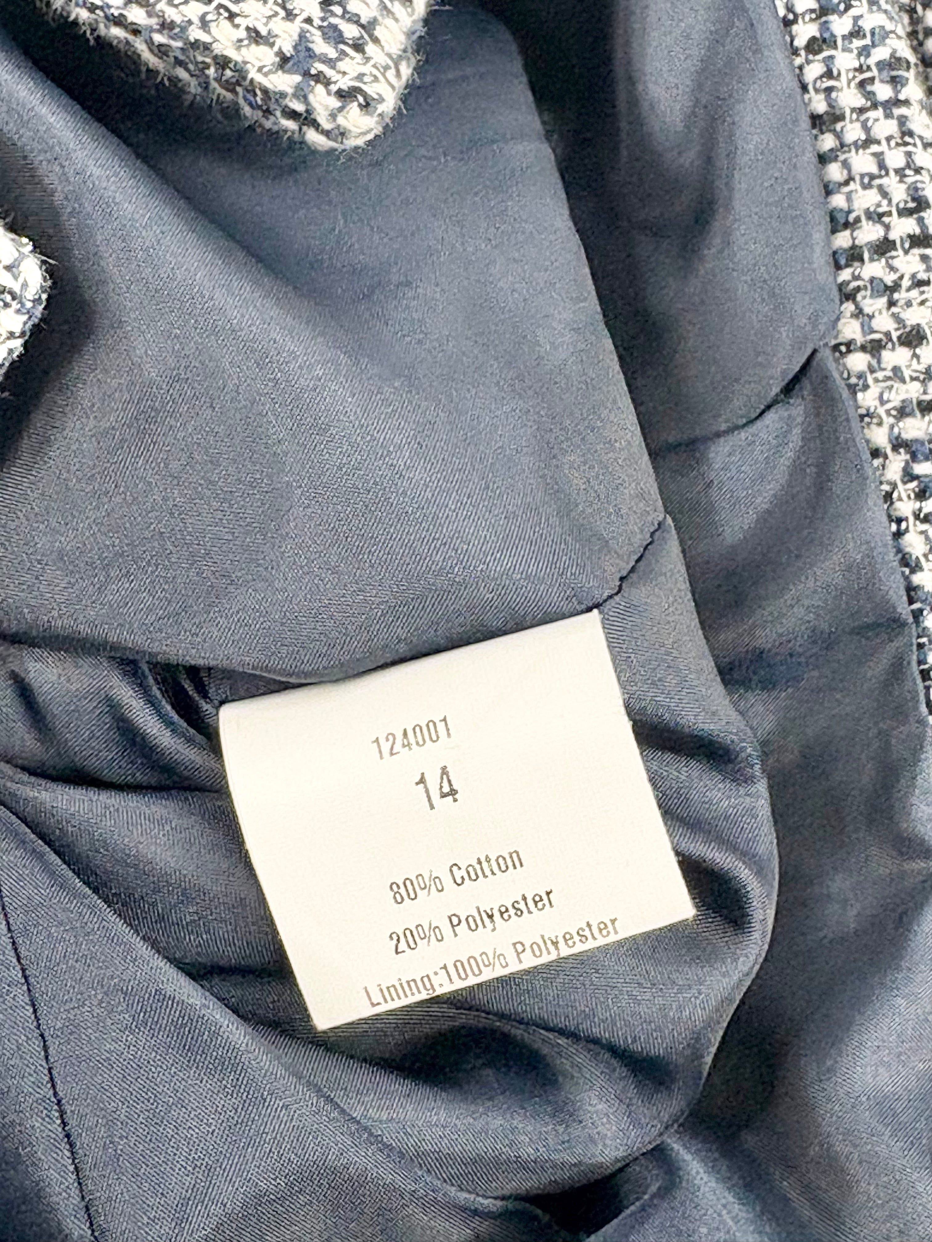 Carla Zampatti Navy & White Tweed Cropped Blazer - AU14