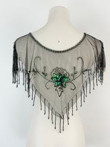 Vicsin Australia Vintage Black Mesh Embellished Mini Cape