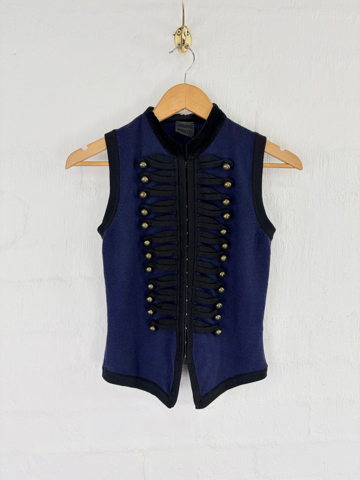 Y2K Anna Sui Blue & Black Hussar Style Vest - AU6/8