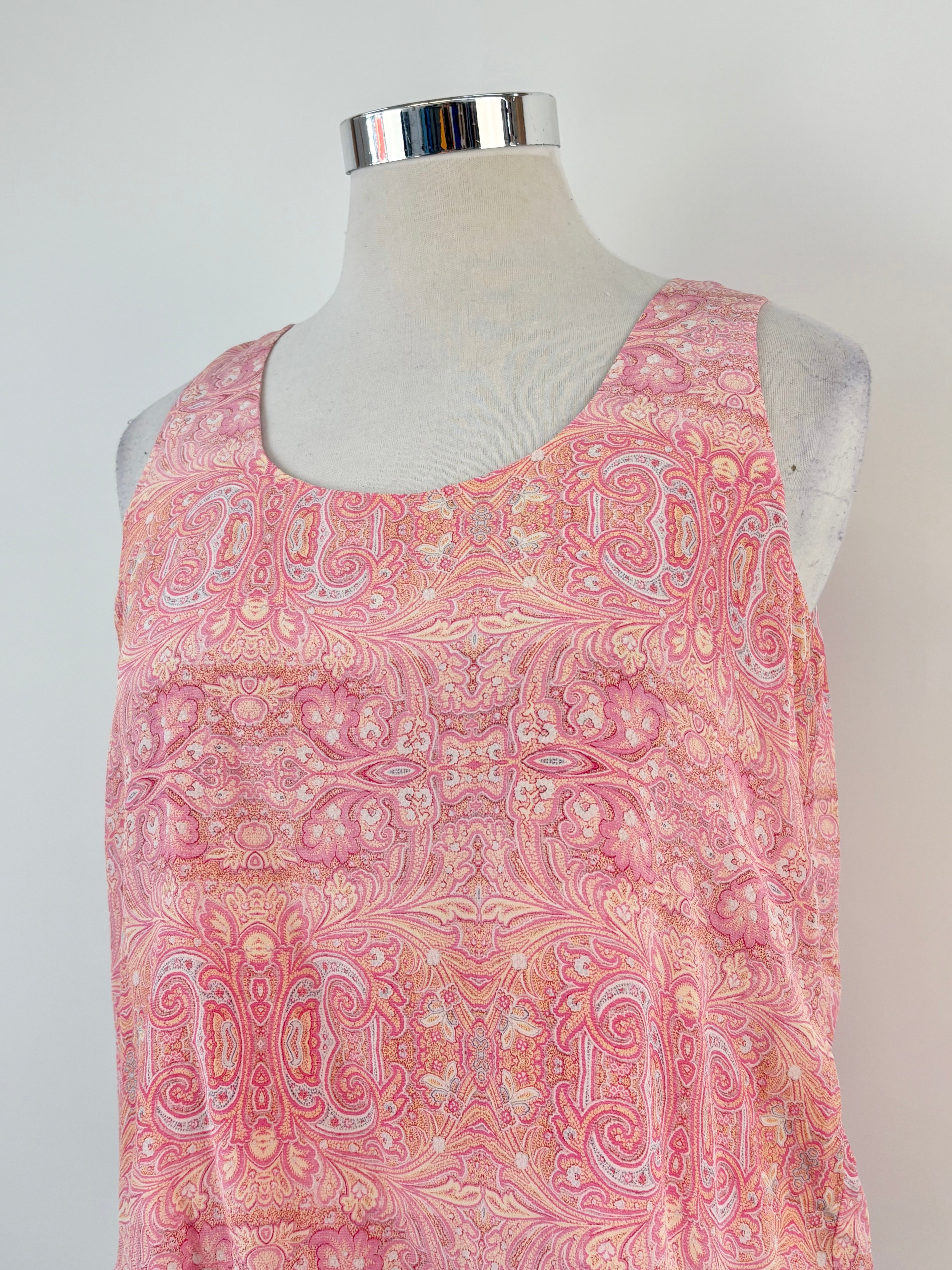 Kachel Pink Silk Paisley Georgette Sleeveless Top - AU12