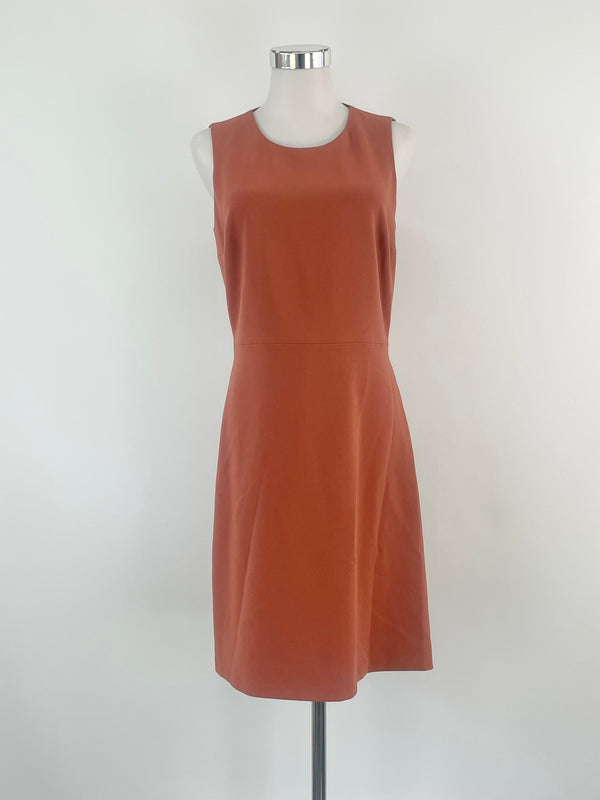 Theory Clay Red 'Raneid' Crepe Sleeveless A-Line Dress - AU10/12