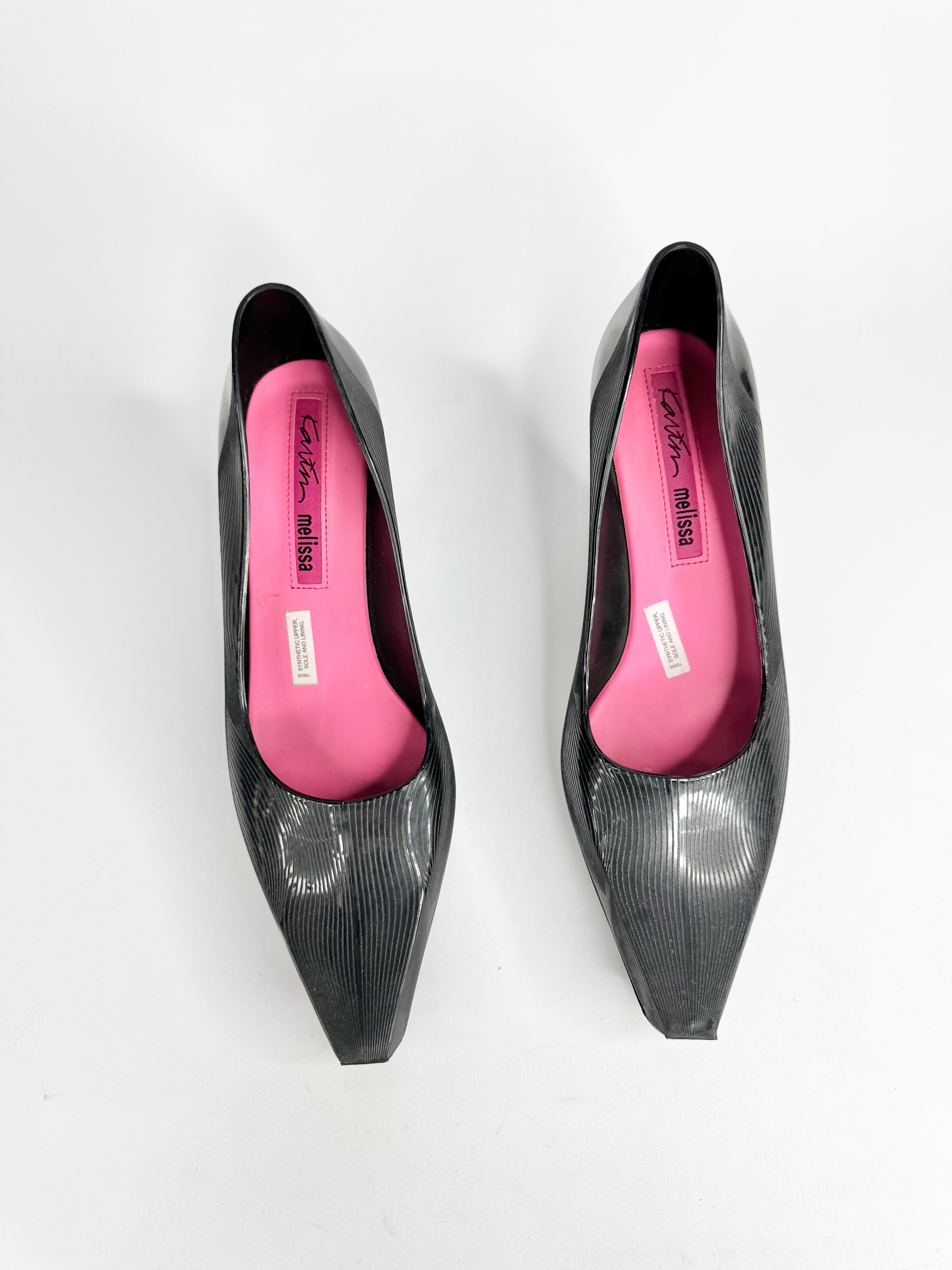 Y2K Karim Rashid x Melissa Tear Shaped Black Wedges - EU38