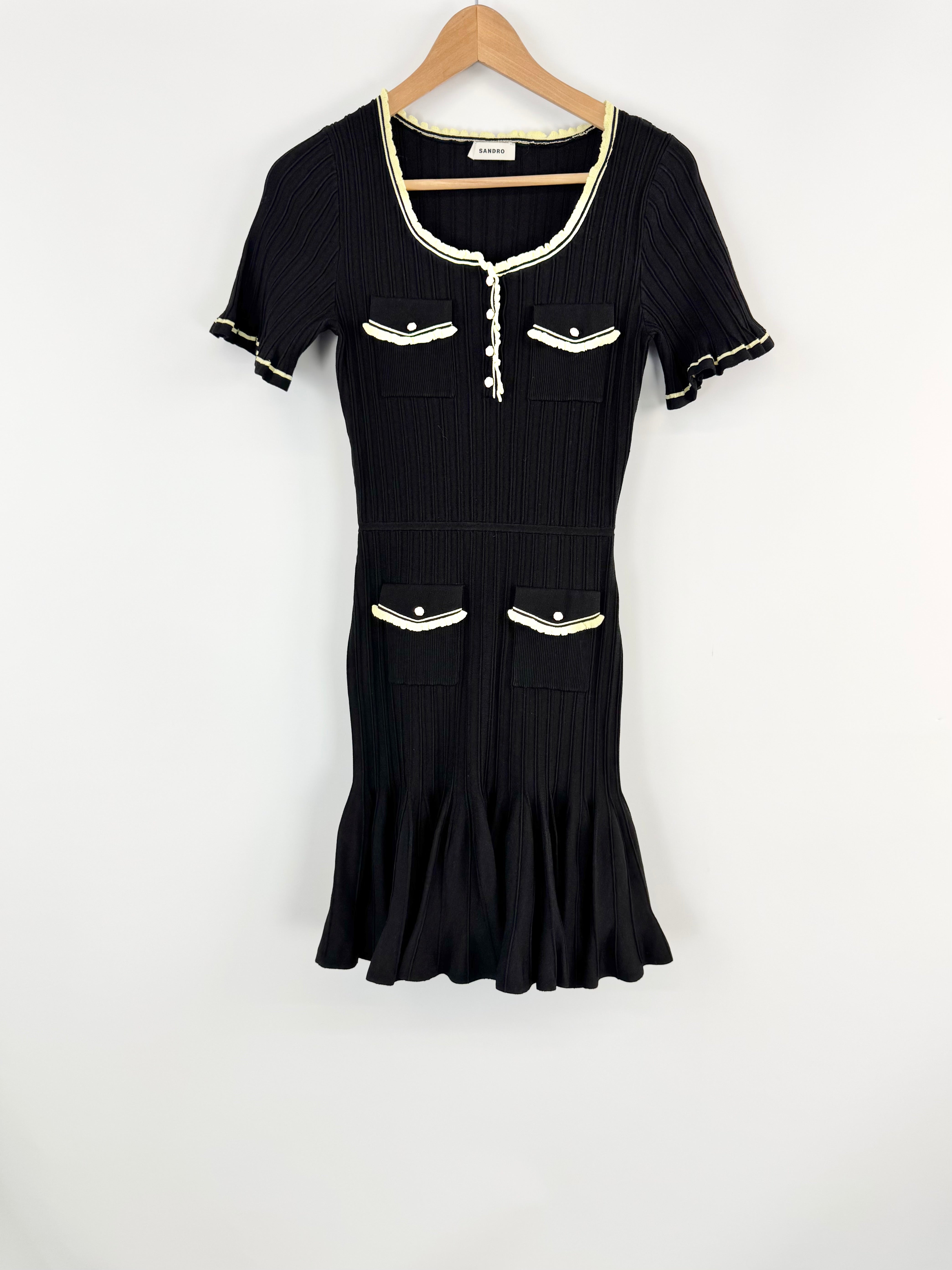 Sandro Black Flared Skirt Mini Dress - AU8