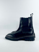 Country Road Black Leather Wide-Sole Ankle Boots - EU41