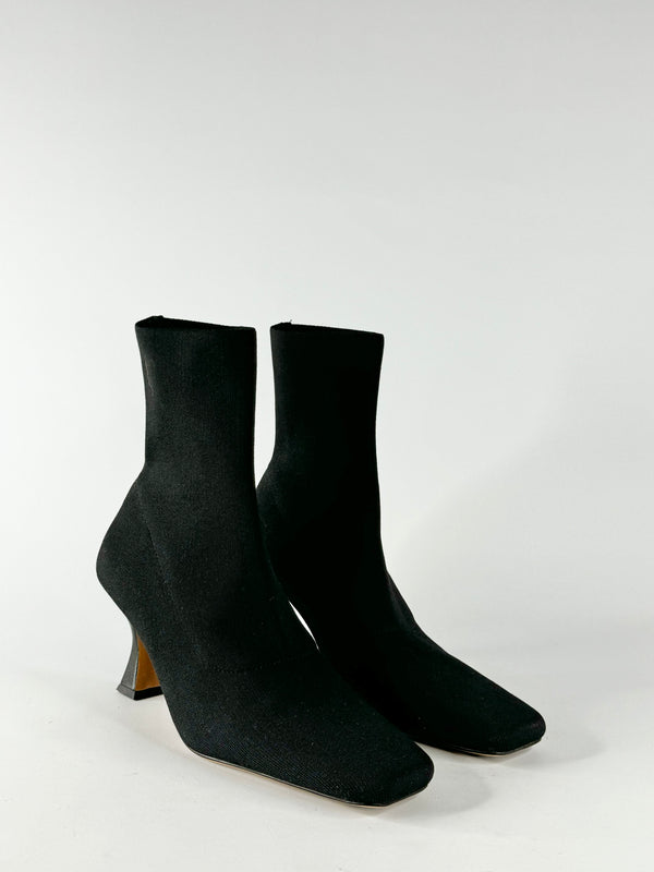 Tony Bianco Black Fly Knit Ankle Boots - EU40